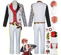 bbganlian Personnage du jeu Ace Trappola Cosplay Costume Tenue Twisted Wonderland Jeu de Rôle Uniforme Ensemble Complet Halloween Carnaval Fête Habiller avec Perruque pour Hommes (XS)