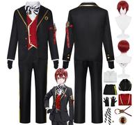 bbganlian Personnage du jeu Riddle Rosehearts Cosplay Costume Tenue Twisted Wonderland Jeu de Rôle Uniforme Ensemble Complet Halloween Fête Habiller avec Perruque pour Hommes (XXXL)
