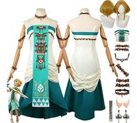 bbganlian Tears of the Kingdom Zelda Cosplay Costume Tenue Personnage du jeu Uniforme Ensemble Complet Halloween Carnaval Fête Habiller avec Perruque Oreilles d'elfe pour Femmes (XL)