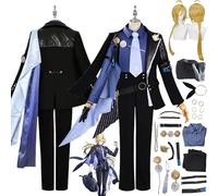 bbganlian Zenless Zone Zero Hugo Vlad Cosplay Costume Tenue Personnage du jeu Uniforme Ensemble Complet Halloween Fête Carnaval Habiller avec Perruque Coiffe Anneaux pour Hommes (XL)