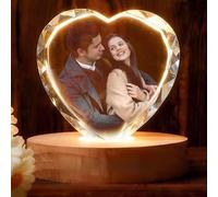 BBGDP Cadre Photo Personnalisé En Cristal En Forme De Cœur, Avec Photo Personnalisée. Cadeau Unique For Vos Proches : Anniversaire De Mariage, Décoration D’anniversaire For Maman Ou Papa.