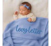 BBGDP Couvertures Tricotées Personnalisées Brodées avec Le Nom, Couverture pour Bébé en Coton Faite Main sur Mesure pour Garçon/Fille, Cadeaux Personnalisés pour Nouveau-né avec(Denim Blue)