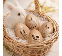 BBGDP Œufs De Pâques en Bois Personnalisé, Nom Gravé Et Premier Cadeau De Pâques en Forme De Lapin pour Garçons Et Filles, Œuf en Bois Musical À Faire Soi-même