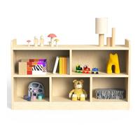 bbgroundgrm Étagère Montessori en bois massif de bouleau, armoire de rangement à 5 sections, organiseur à 2 étagères pour enfants, idéale pour les salles de classe, les salles de jeux, les garderies