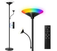 BBHome Lampadaire LED pour salon RGB, 27 W Lampadaire moderne à intensité variable avec télécommande et commande tactile pour salon, chambre à coucher, bureau, noir