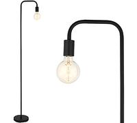 BBHome Lampadaire rétro incurvé en métal minimaliste avec interrupteur à pied pour chambre à coucher, salon, lecture, bureau I 165 cm I E27 (noir)