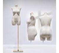 BBHW Mannequin Poitrine Hanches Grande Taille Mannequin Demi-Corps, Robe Féminine Forme Torse Réglable en Hauteur, Mannequin de Vitrine de Magasin avec Support (Color : Gold, Size : Stand B)