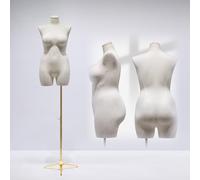 BBHW Mannequin Poitrine Hanches Grande Taille Mannequin Demi-Corps, Robe Féminine Forme Torse Réglable en Hauteur, Mannequin de Vitrine de Magasin avec Support (Color : Gold, Size : Stand C)