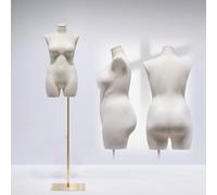 BBHW Mannequin Poitrine Hanches Grande Taille Mannequin Demi-Corps, Robe Féminine Forme Torse Réglable en Hauteur, Mannequin de Vitrine de Magasin avec Support (Color : Gold, Size : Stand A)