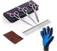BBIAM Kit de ciseaux de toilettage professionnels 6 en 1 en acier inoxydable de qualité supérieure pour chiens, chats, animaux de compagnie 17,8 cm