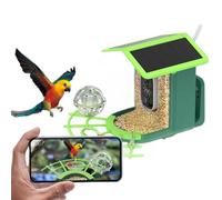 BBIAM Mangeoire à oiseaux à énergie solaire avec caméra, nichoir intelligent avec reconnaissance des espèces d'oiseaux AI, résolution 2K, affichage en temps réel, notifications activées par le