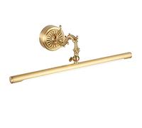 BBioss Lampe de Miroir de Salle de Bain Vintage en Laiton, Lampe de Bain LED dorée réglable, éclairage Frontal rétro 3000 K, Angle de Faisceau de 120 °, Applique Murale rotative IP44, 52