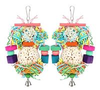 BBjinronjy Lot de 2 jouets à suspendre pour oiseaux, boules de sola naturelles et douces pour perroquets, calopsittes, conures, oiseaux d'amour, perruches, perruches et autres petits oiseaux