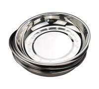 Bblie Lot de 6 Assiettes de Service en Acier Inoxydable, Plateau Inox Rond, Assiettes Camping, Vaisselle Assiette de Dîner