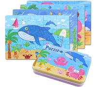 BBLIKE Jouet Puzzle Enfant, 4 Degrés Variables D'outil d'apprentissage, Jouet Éducatif Parfait Cadeau Anniversaire pour Garçons Filles de 3+ Ans(Organismes Marins)
