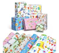 BBLIKE Papier Cadeau Anniversaire, 6PCS 70 * 50CM Animaux Emballage Cadeau | pour Cadeaux d'Enfants & Amis, Emballage de Livres, Cadeaux d'Anniversaire et Petites Attentions, Résistant, Facile à Plie