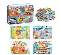 BBLIKE Puzzle Enfant 2 3 4 Ans - 4 en 1 Progressif Puzzles avec Boîte, Jouet Éducatif Montessori Apprentissage Cognitif, Drôle Jeux Cadeau Anniversaire pour Fille Garçon Bebe