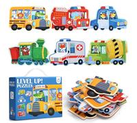 BBLIKE Puzzle Enfant 2 3 4 Ans - 6 en 1 Puzzles en Bois personnalisé avec Boîte, Jouet Éducatif Montessori Apprentissage Cognitif, Drôle Jeux Cadeau Anniversaire Bebe Fille Garçon (Transport)