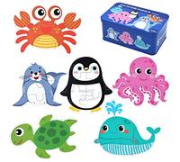 BBLIKE Puzzle Enfant 2 3 4 Ans - 6 en 1 Puzzles en Bois personnalisé avec Boîte, Jouet Éducatif Montessori Apprentissage Cognitif, Drôl Jeux Cadeau Anniversaire Fille Garçon Bebe (Animaux Marins)