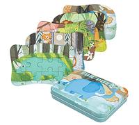 BBLIKE Puzzles avec boîte en fer Motifs animaux pour enfants filles ou garçons de 3 à 6 ans
