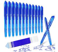 BBLIKE Stylos effaçables Bleu 12 pièces - 0,7 mm Stylo Gel Effaçable Set 20 Recharges Stylos effaçables pour école primaire Adultes Enfant Articles scolaires, fournitures de bureau, étudiants