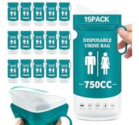 BBLTIFF 15 Pièces Sac Urinaire, 750 ML Urinoirs Portables, Pisse Debout, Toilettes Portables pour Femmes, Hommes et Enfants, Sacs Urinoirs d'urgence pour Voyages, Camping, Randonnées et Embouteillages