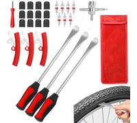 BBLTIFF 28 Pcs Outil Levier De Pneu, Outil de Montage de Pneus, DéMonte Pneus Moto Manuels avec 3 Jantes Protecteurs Roue Cuillères Changement Kit Accessoires pour les vélos, les Motos et les Voitures