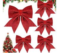 BBLTIFF 5 Pièces Noeud Sapin de Noel, Noeud Rouge Noel, Noeud de Noel, Décorations de Noël, Decoration Noel Sapin Rouge Parfait pour Noël, Fêtes, Mariages, Décorations D'arbres de Noël (Rouge)
