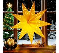 BBLTIFF Étoile de Noël LED à Suspendre, 45cm 3D Etoile à Suspendre Papier, Etoile Lumineuse a Suspendre, Noël Decoration Intérieur mit 2 Beleuchtungsmodi für Fenster, Weihnachts, Hochzeitsdekorationen