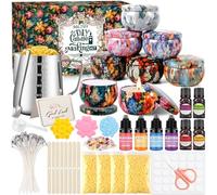 BBLTIFF Kit Fabrication Bougie à Faire Soi-Même Adulte, 480g de Cire de Soja, 8 Pots, 4 Essences de Couleurs et 4 Parfums, pour Débutants à Avancés