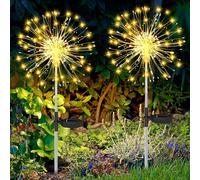 BBLTIFF Lanterne Solaire Exterieur, 2 Pièces 120 LED Lampe Solaire Exterieur Decorative, 8 Modes Blanc Chaud Étanche Lampe Solaire de Pissenlit, Feux d'artifice Solaires pour Cour, Pelouse Décoration