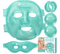 BBLTIFF Masque Visage Froid et Masque Yeux Froid en Gel Réutilisables, Avec x4 Patch Yeux, Kit Soin des Visage à Sangles Réglables, pour Soulager La Fatigue et Les Migraines(6 Pièces)