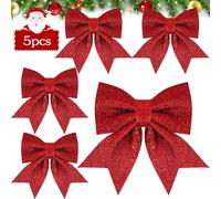 BBLTIFF Noeud Rouge Noel, 5 Pièces Noeud Sapin de Noel, Noeud de Noel, Décorations de Noël, Decoration Noel Sapin Rouge Parfait pour Noël, Fêtes, Mariages, Décorations D'arbres de Noël (Rouge)