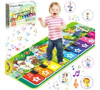 BBLTIFF Piano Bebe, Tapis de Danse avec 10 Animaux, Tapis Musical Bébé, Tapis Piano Enfant, Tapis de Jeu Musique Cadeaux de Noël et d'anniversaire Parfaits pour Les Garçons et Les Filles (110×43cm)