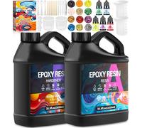 BBLTIFF Resine Epoxy, 2.04L Resine Epoxy Transparente, 1:1 Epoxy Resin Kit Complet, Avec Peinture, Bâton, Cuillère, Gants, Verre Doseur, Pince à épiler, Paillettes, Pour La DIY Artisanale, Porte-clés