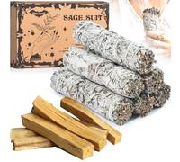 BBLTIFF Sauge Blanche Purification a Bruler, 6 Pièces Sauge Blanche de 10-11cm et 6 Pièces Batons Palo Santo, Encens Naturel à Bruler Anti Stress Méditation, pour La Purification de l'air Domestique