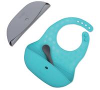 BBLÜV Pöket bavoir avec cuillère Grey/Aqua 2 pcs