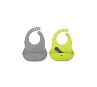 BBLÜV Bavoir Pöket avec cuillère en silicone Grey/Lime Lot de 2