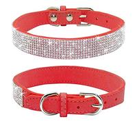 Bbmmayy Joli collier pour chien avec strass scintillants, joli collier doux pour chat de petite, moyenne et grande race, fille, chiot, chaton terrier (taille XXS, rouge)