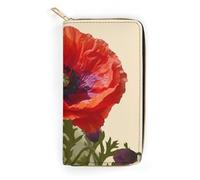 BBNMSJKS Portefeuille long en cuir synthétique imprimé camouflage pour homme et femme avec poche zippée pour pièces de monnaie et emplacements pour espèces, Fleur de coquelicot Prin, 19.7x10.5cm