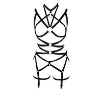 BBOHSS Femmes Corps Harnais Soutien-gorgeOrgie Lingerie Jarretière Élastique Soutien-Gorge Punk Gothic Fête Dance Orgie Costume (Noir)