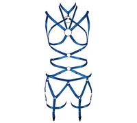 BBOHSS Femmes Corps Harnais Soutien-gorgeOrgie Lingerie Jarretière Élastique Soutien-Gorge Punk Gothic Fête Dance Orgie Costume (Bleu Royal)