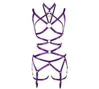 BBOHSS Femmes Corps Harnais Soutien-gorgeOrgie Lingerie Jarretière Élastique Soutien-Gorge Punk Gothic Fête Dance Orgie Costume (Violet)