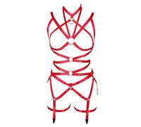 BBOHSS Femmes Corps Harnais Soutien-gorgeOrgie Lingerie Jarretière Élastique Soutien-Gorge Punk Gothic Fête Dance Orgie Costume (Rouge)