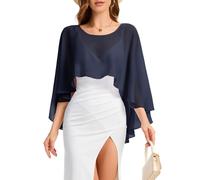 Bbonlinedress Châle Gilet Femme Boléro Cardigan Veste Elégant Chic pour Mariage Soirée Cérémonie en Mousseline Court Devant Longue Dernière Navy
