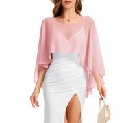 Bbonlinedress Châle Gilet Femme Boléro Cardigan Veste Elégant Chic pour Mariage Soirée Cérémonie en Mousseline Court Devant Longue Dernière Pink