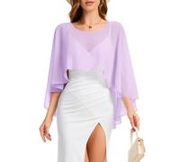 Bbonlinedress Châle Gilet Femme Boléro Cardigan Veste Elégant Chic pour Mariage Soirée Cérémonie en Mousseline Court Devant Longue Dernière Lavender