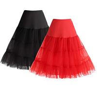 Bbonlinedress Jupe Jupon Femme sous Robe Style Vintage Evasée Années 1950s Rockabilly pour Carnaval Soirée Cocktail Mariage Anniversaire 4 Tailles à Choisir Black+Red M