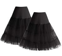 Bbonlinedress Jupe Jupon Femme sous Robe Style Vintage Evasée Années 1950s Rockabilly pour Carnaval Soirée Cocktail Mariage Anniversaire 4 Tailles à Choisir Black+Black S