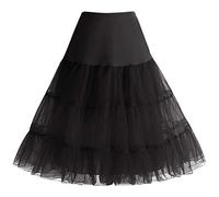 Bbonlinedress Jupe Noire Jupon Femme sous Robe Style Vintage Evasée Années 1950s Rockabilly pour Carnaval Soirée Cocktail Mariage Anniversaire 4 Tailles à Choisir Black S